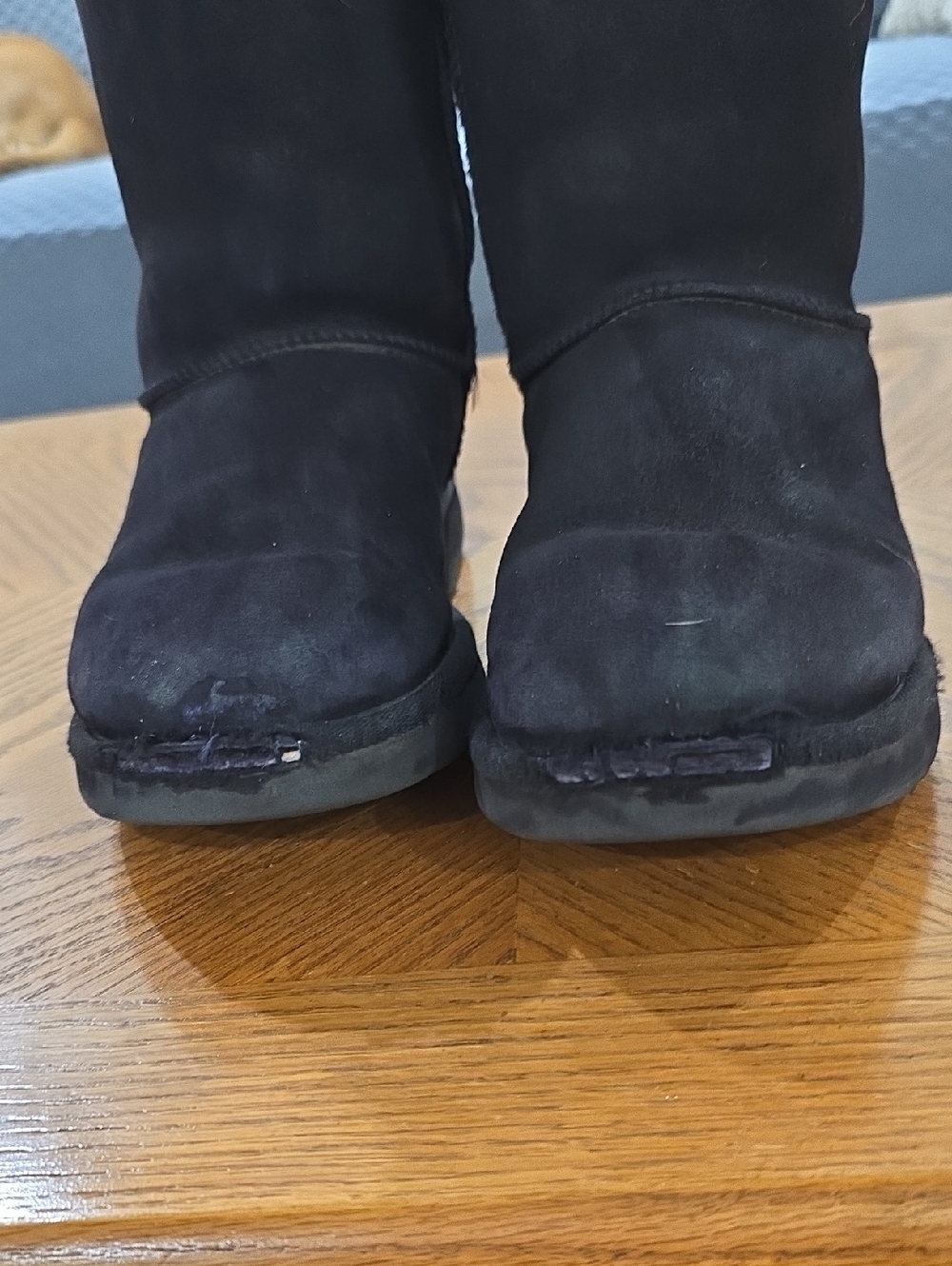 UGG Black Suede Shearling Back-Bow Winter Boots - Picture 3 of 7